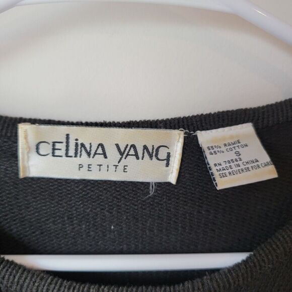 Vintage Celina Yang Beaded Sweater Floral Knit Sequin Pullover Size Small S - Picture 5 of 5